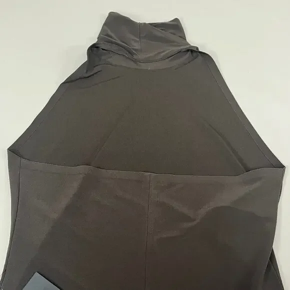 NORMA KAMALI Halter Turtle Fishtail Gown 4-Way Stretch Womens Sz M/38 Chocolate - Picture 7 of 9